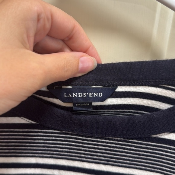 Lands End Navy Blue  and White Striped Long Sleeve Tee size 2X - Picture 3 of 8